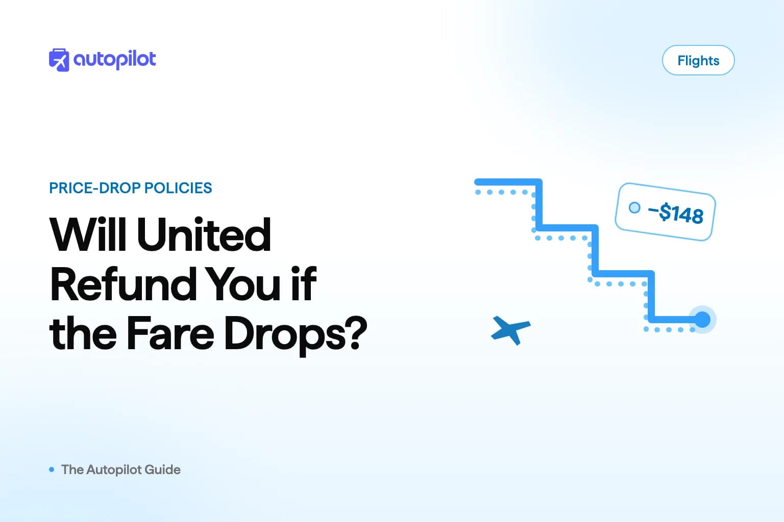Illustration of a United fare dropping after booking with the difference returned as a travel credit