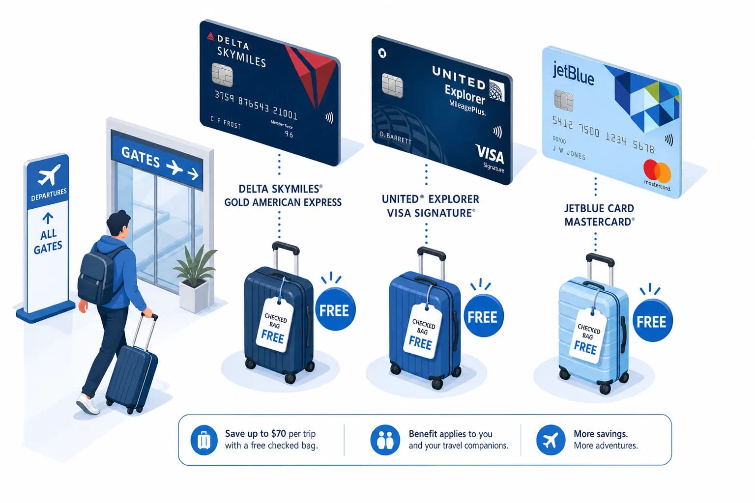 Credit cards for free checked bags comparison