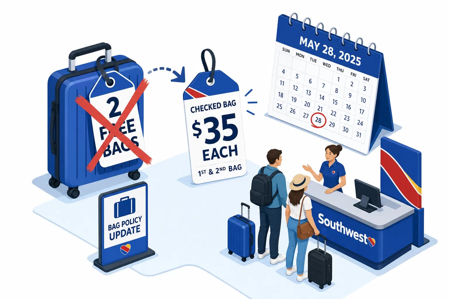 Southwest Airlines ends free bags policy
